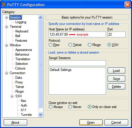 Connecting to your gateway using PuTTY